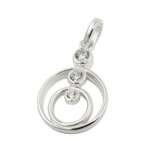 Anhänger 2 Ringe mit 3 Zirkonias 925 Sterlingsilber
