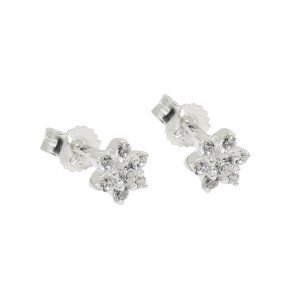 Stecker Blume mit Zirkonias 925 Sterlingsilber