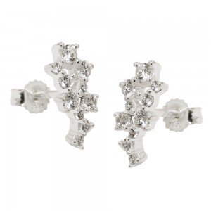 Stecker Blume mit Zirkonias 925 Sterlingsilber