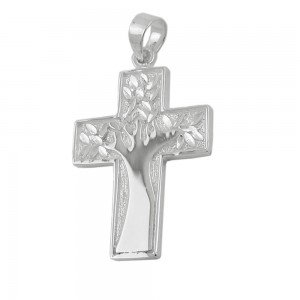 Anhänger Kreuz mit Lebensbaum glänzend 925 Sterlingsilber
