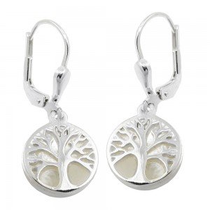 Ohrhänger Ohrringe Brisur Baum des Lebens mit Perlmutt 925 Sterlingsilber
