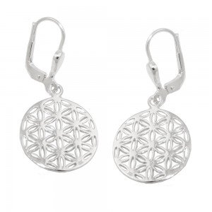 Ohrhänger Ohrringe Brisur Blume des Lebens glänzend 925 Sterlingsilber