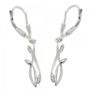 Ohrhänger Ohrringe Brisur mit Zirkonias matt-glänzend rhodiniert 925 Sterlingsilber