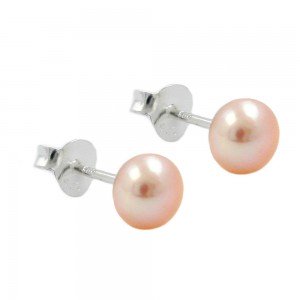 Stecker Süßwasserzuchtperle rosé 925 Sterlingsilber