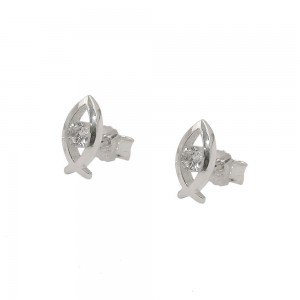 Stecker Fisch-Symbol mit Zirkonia 925 Sterlingsilber