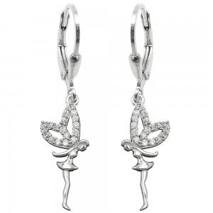 Ohrhänger Ohrringe Brisur Elfe mit Zirkonias rhodiniert glänzend 925 Sterlingsilber