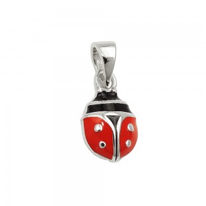 Anhänger Marienkäfer rot-schwarz emailliert 925 Sterlingsilber