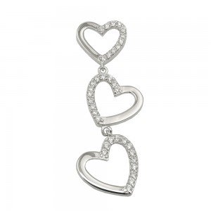 Anhänger Herzen mit Zirkonias glänzend rhodiniert 925 Sterlingsilber