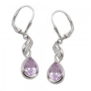 Ohrhänger Ohrringe Brisur Amethyst mit Zirkonias rhodiniert 925 Sterlingsilber