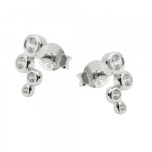Ohrstecker Ohrring 4x Zirkonia weiß glänzend rhodiniert 925 Sterlingsilber