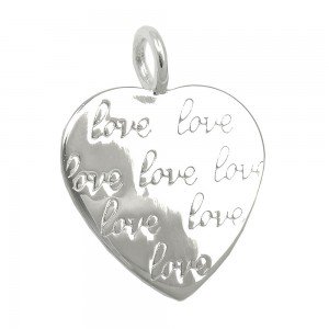 Anhänger Herz Prägung -love- glänzend 925 Sterlingsilber