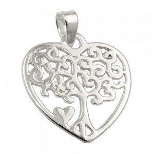 Anhänger Herz mit Lebensbaum glänzend 925 Sterlingsilber
