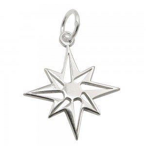 Anhänger Stern Windrose glänzend 925 Sterlingsilber