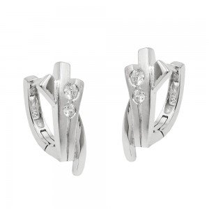 Creolen Klappscharnier Zirkonias matt-glänzend rhodiniert 925 Sterlingsilber