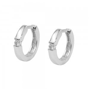 Creolen Klappscharnier Zirkonia glänzend rhodiniert 925 Sterlingsilber