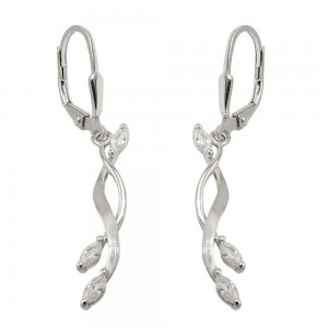 Ohrhänger Ohrringe Brisur Zirkonia matt-glänzend rhodiniert 925 Sterlingsilber
