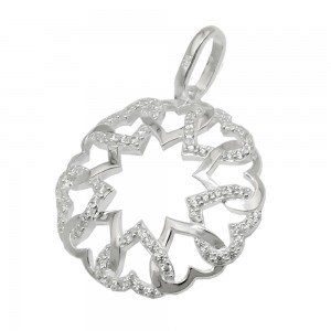 Anhänger Kreis aus Herzen glänzend und mit Zirkonias 925 Sterlingsilber