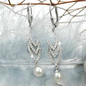 Ohrring Perle und Zirkonia 925 Sterlingsilber