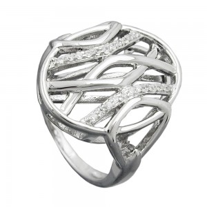 Ring mit vielen Zirkonias glänzend rhodiniert 925 Silber Größe 58