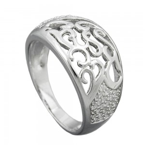 Ring mit Zirkonias glänzend rhodiniert 925 Silber Größe 56