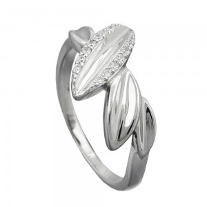 Ring mit Zirkonias glänzend rhodiniert 925 Silber Größe 58