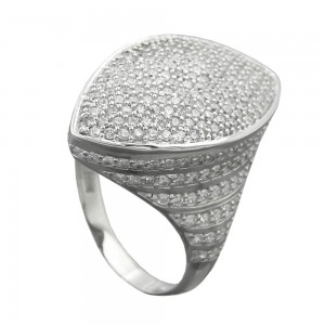 Ring mit vielen Zirkonias rhodiniert 925 Silber Größe 60