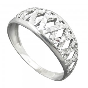 Ring Muster ausgestanzt glänzend diamantiert rhodiniert 925 Silber Größe 61