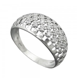 Ring mit vielen Zirkonias glänzend rhodiniert 925 Silber Größe 56