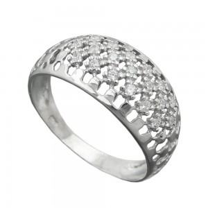 Ring mit Zirkonias 9mm 925 Silber Größe 60