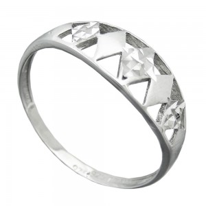 Ring Muster ausgestanzt matt-glänzend diamantiert rhodiniert 925 Silber Größe 58
