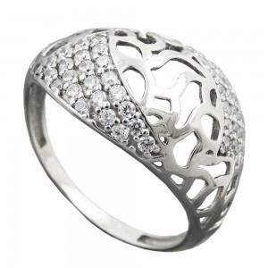 Ring mit vielen Zirkonias glänzend 925 Silber Größe 55