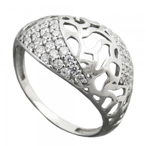 Ring mit Zirkonias 9mm 925 Silber Größe 59cm
