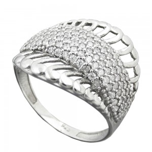 Ring mit vielen Zirkonias glänzend rhodiniert 925 Silber Größe 56