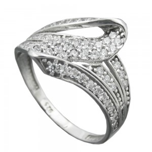 Ring mit vielen Zirkonias glänzend rhodiniert 925 Silber Größe 58