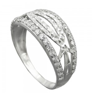 Ring mit Zirkonias 9mm 925 Silber Größe 61