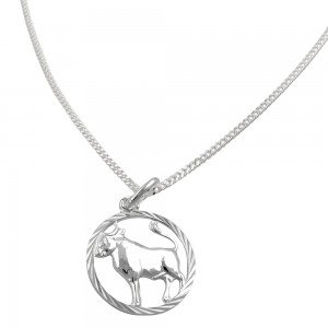 Schmuck Set Anhänger Sternzeichen Stier mit Kette Flachpanzer 925 Silber
