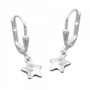 Ohrringe Hänger Brisur Stern mit Zirkonias glänzend 925 Silber