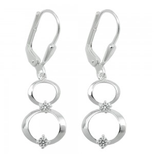 Ohrringe Hänger Brisur2 Ringe mit Zirkonias 925 Silber