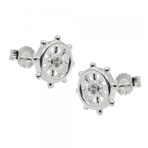 Ohrring Stecker Steuerrad Zirkonia 925 Silber