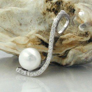 Anhänger Zirkonia und Perle 925 Sterlingsilber