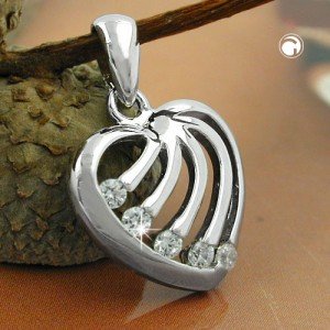 Anhänger Herz mit Zirkonias 925 Sterlingsilber