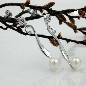 Ohrstecker Perle und Zirkonia 925 Sterlingsilber