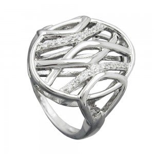 Ring mit vielen Zirkonias glänzend rhodiniert 925 Silber Größe 56