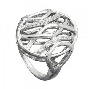 Ring mit vielen Zirkonias glänzend rhodiniert 925 Silber Größe 60