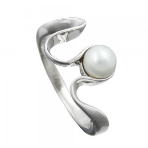 Ring mit Zuchtperle rhodiniert 925 Silber Größe 64