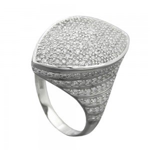 Ring mit vielen Zirkonias rhodiniert 925 Silber Größe 60