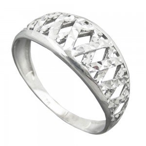 Ring Muster ausgestanzt glänzend diamantiert rhodiniert 925 Silber Größe 60