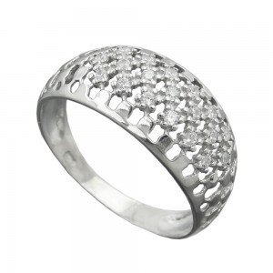 Ring mit Zirkonias 13mm 925 Silber Größe 58