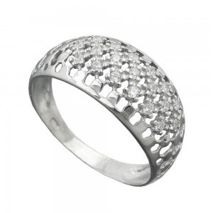 Ring mit Zirkonias 11mm 925 Silber Größe 62