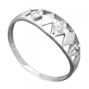 Ring Muster ausgestanzt matt-glänzend diamantiert rhodiniert 925 Silber Größe 58